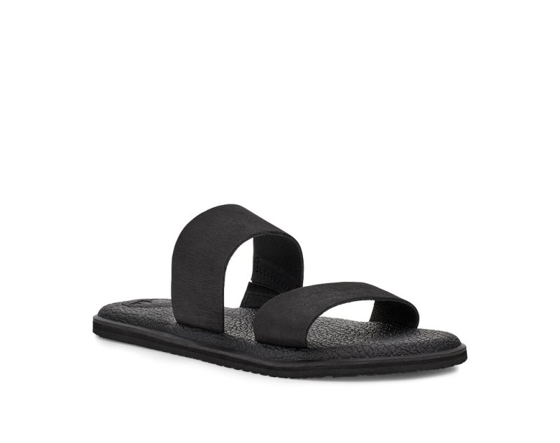 Sanuk Yoga Gora Leather Women's Flip Flops Black | Canada 8TCE